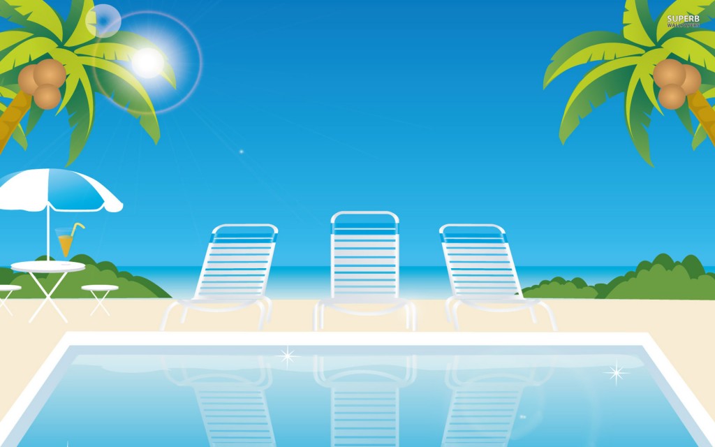 Summer Beach Swimming Pool Vector Design Wallpaper 1024x640 Summer Beach Swimming Pool Vector Design Wallpaper