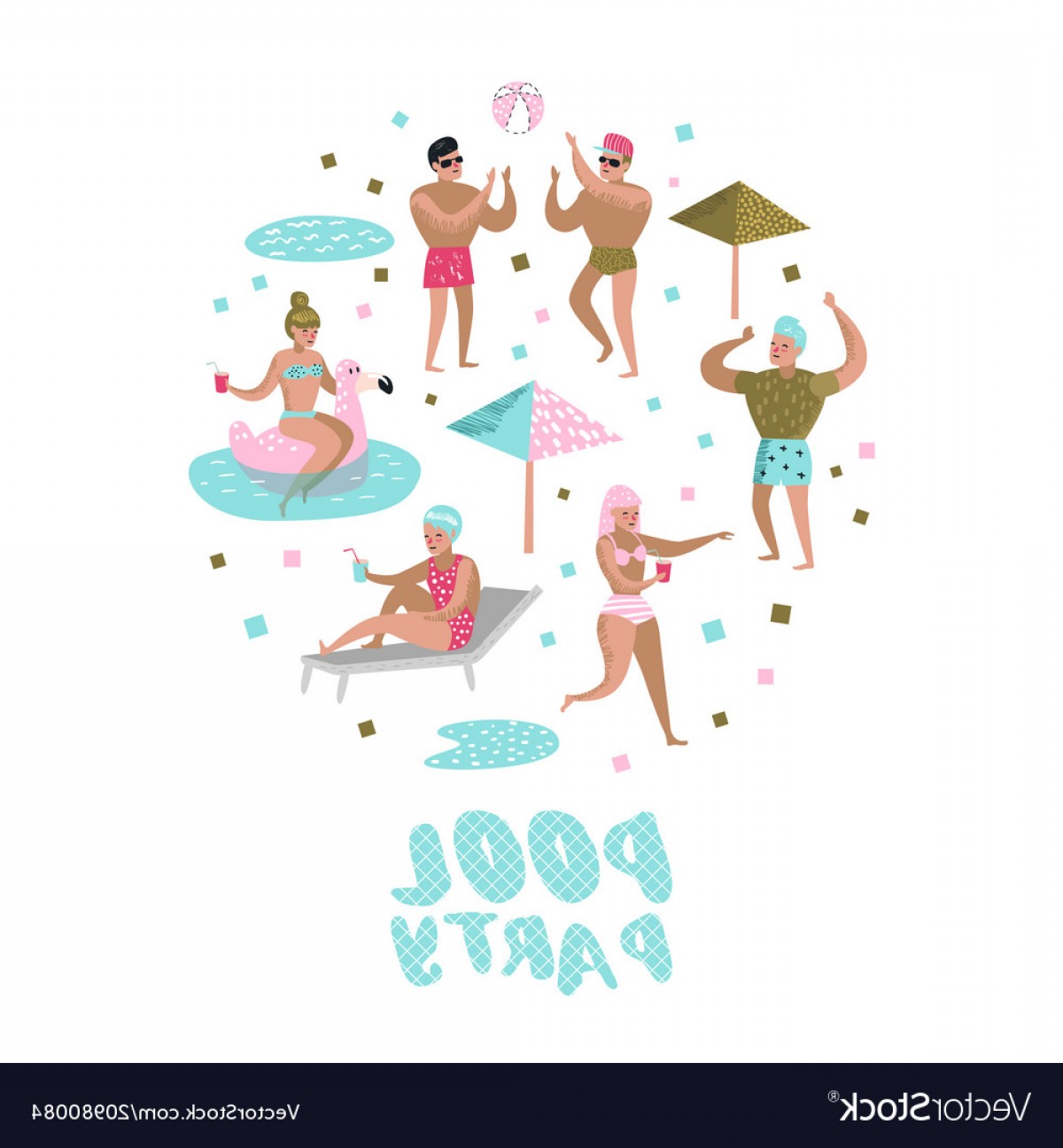 1200x1296 Pool Party Doodle Characters People Swimming Vector Cultracing
