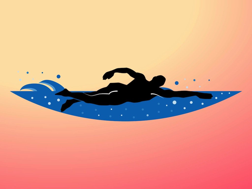 1024x768 Swimming Man Vector Art Graphics