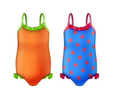 450x387 One Piece Kids Swimsuit Vector Illustration Royalty Free Vector