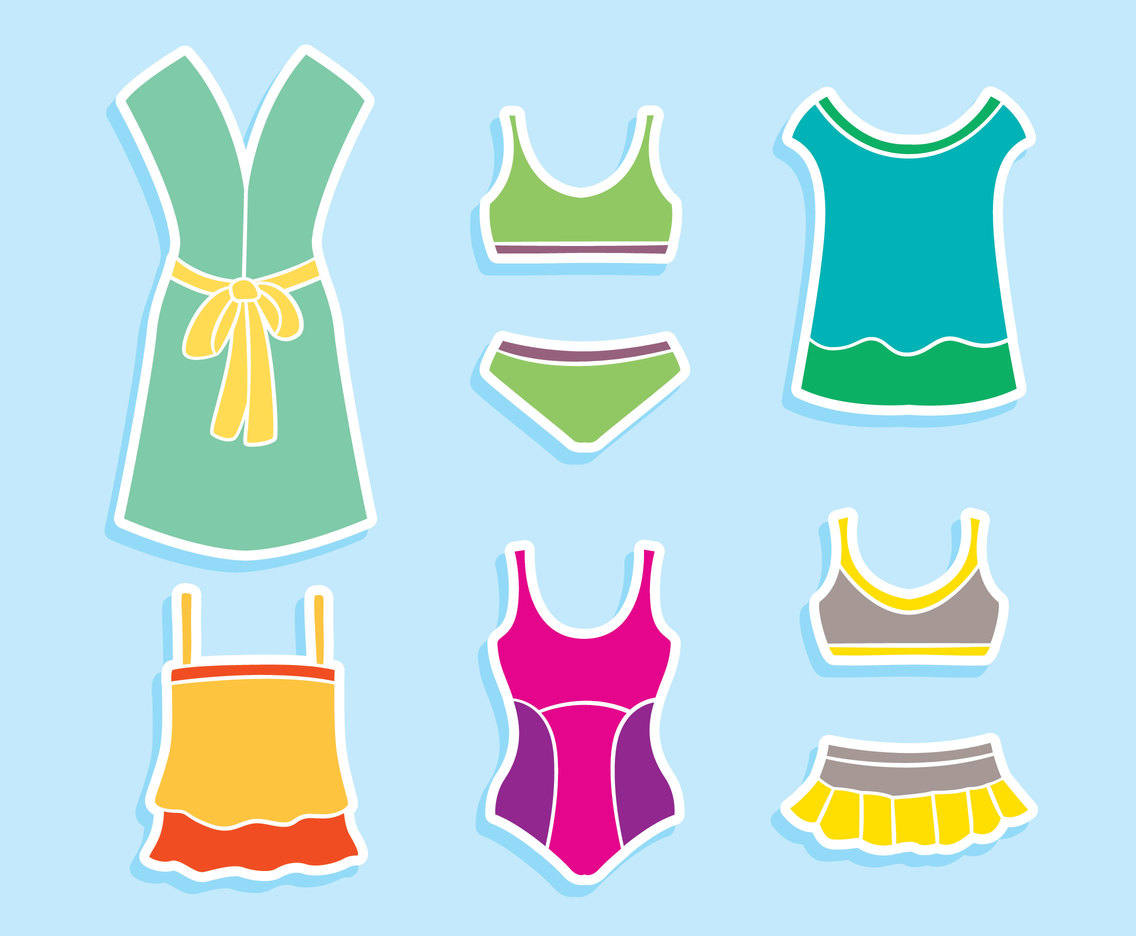1136x936 Bathrobe And Swimsuit Vector Set Vector Art Graphics
