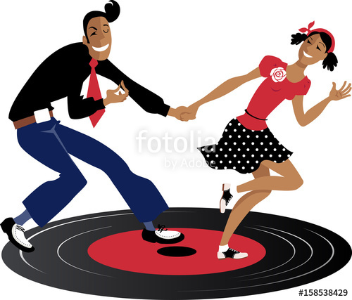 Couple Dancing Swing, Lindy Hop Or Rock And Roll On A Record 500x427 Couple Dancing Swing, Lindy Hop Or Rock And Roll On A Record