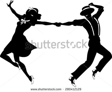 Black Vector Silhouette Of A Couple Dancing Swing Or Tap Dance, No 450x371 Black Vector Silhouette Of A Couple Dancing Swing Or Tap Dance, No