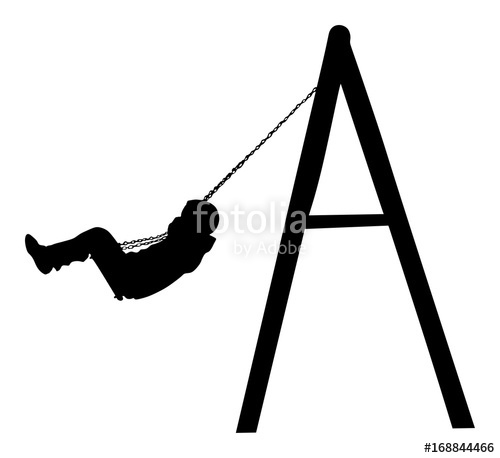 Happy Boy Swinging On Swing, Vector Silhouette Isolated On White 500x458 Happy Boy Swinging On Swing, Vector Silhouette Isolated On White