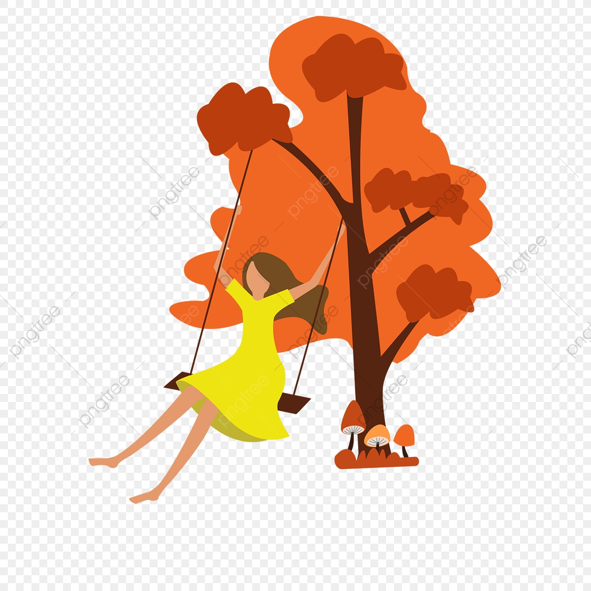 In Autumn The Little Girl Swings The Swing Vector Under The Tree 1200x1200 In Autumn The Little Girl Swings The Swing Vector Under The Tree