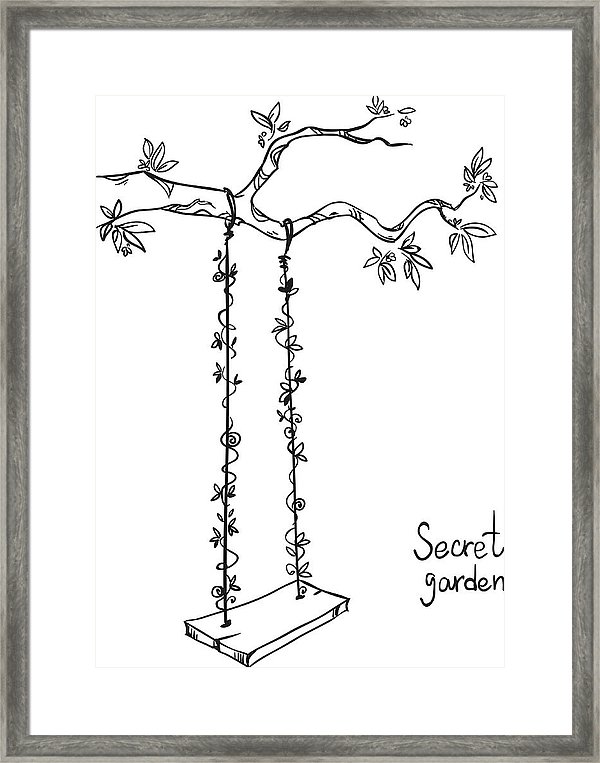 Tree With A Swing Vector Illustration Framed Print 600x763 Tree With A Swing Vector Illustration Framed Print