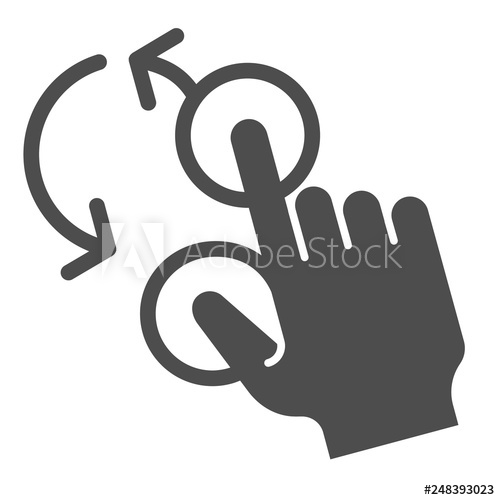 500x500 Rotate With Two Fingers Solid Icon Swipe Vector Illustration