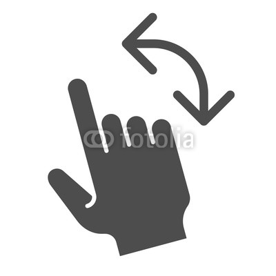 400x400 Turn Left Gesture Solid Icon Swipe Vector Illustration Isolated