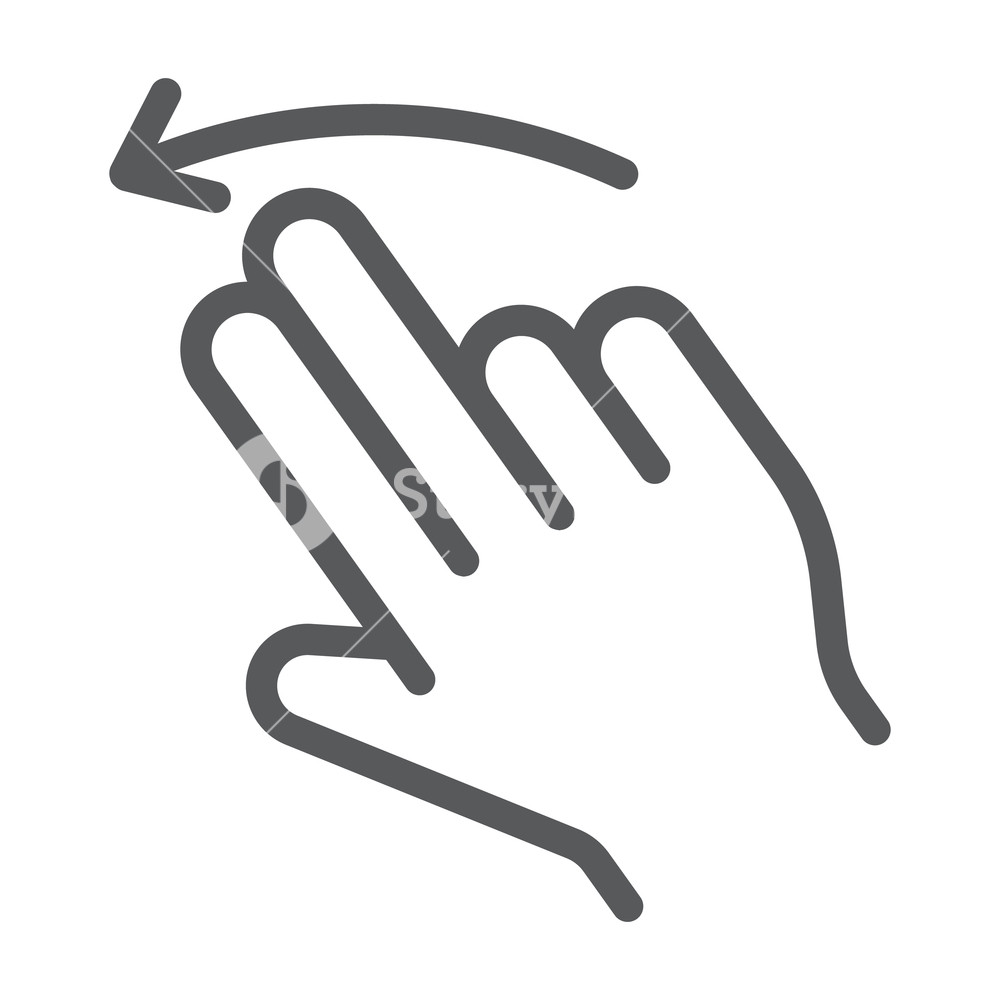 1000x1000 Two Finger Flick Left Line Icon, Gesture And Hand, Swipe Sign