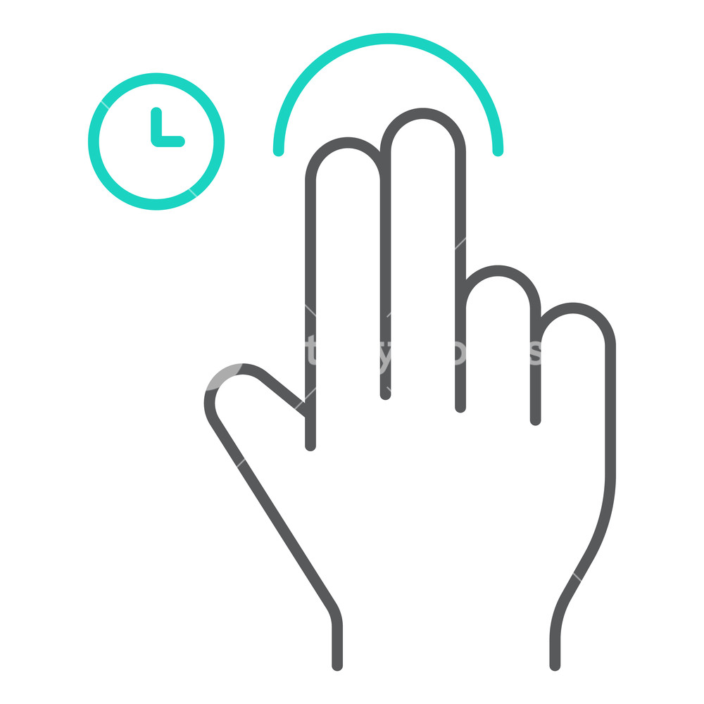 1000x1000 Two Fingers Touch And Hold Thin Line Icon, Gesture And Hand, Swipe