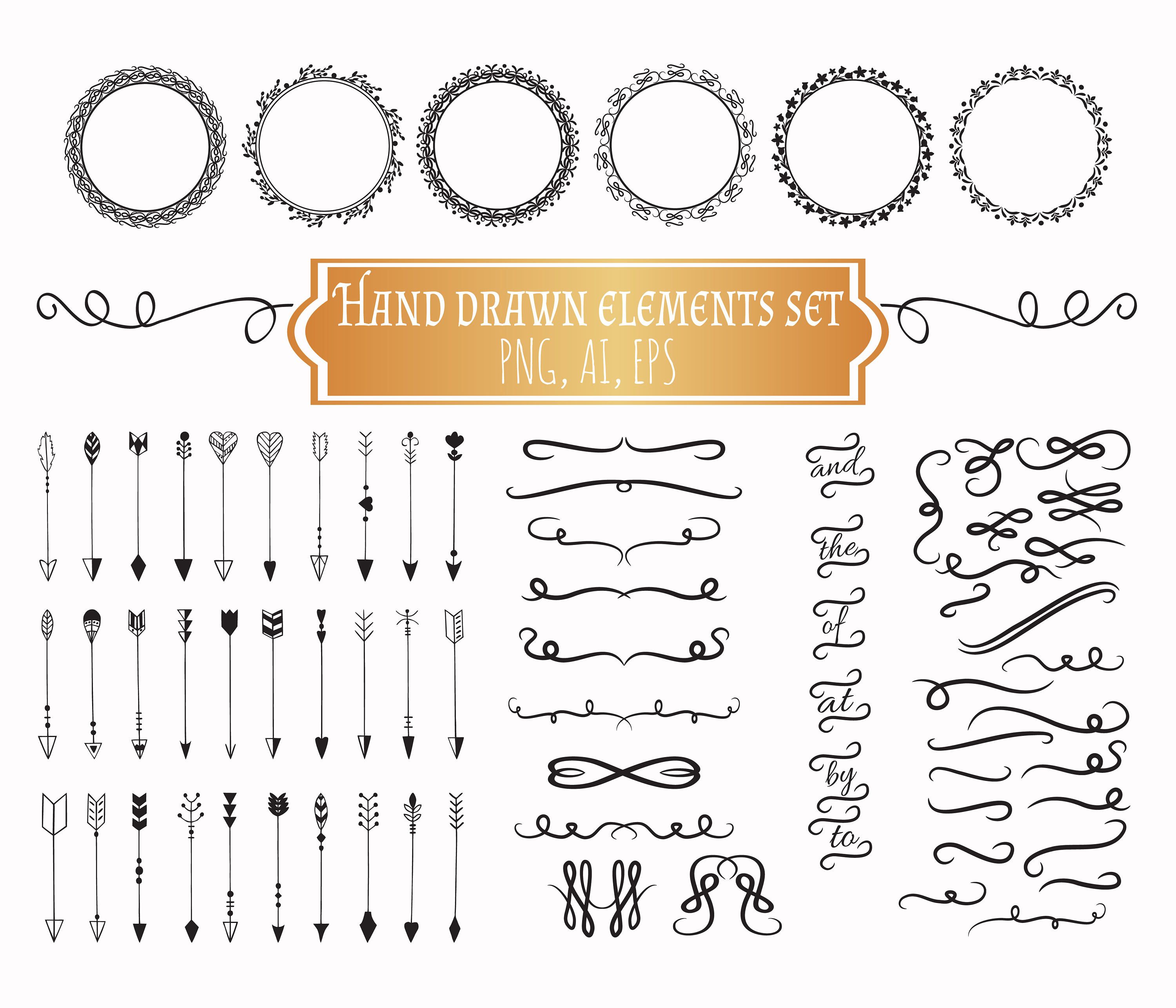 Hand Painted Design Elements, Arrow Vector, Wreath Clipart 3000x2571 Hand Painted Design Elements, Arrow Vector, Wreath Clipart