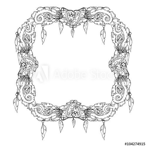 Swirl Floral Frame Old Black Doodle Border Vector Illustration 500x500 Swirl Floral Frame Old Black Doodle Border Vector Illustration