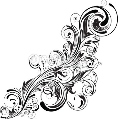 413x415 Detailed Floral Design Ornaments, Black Colored Each Element