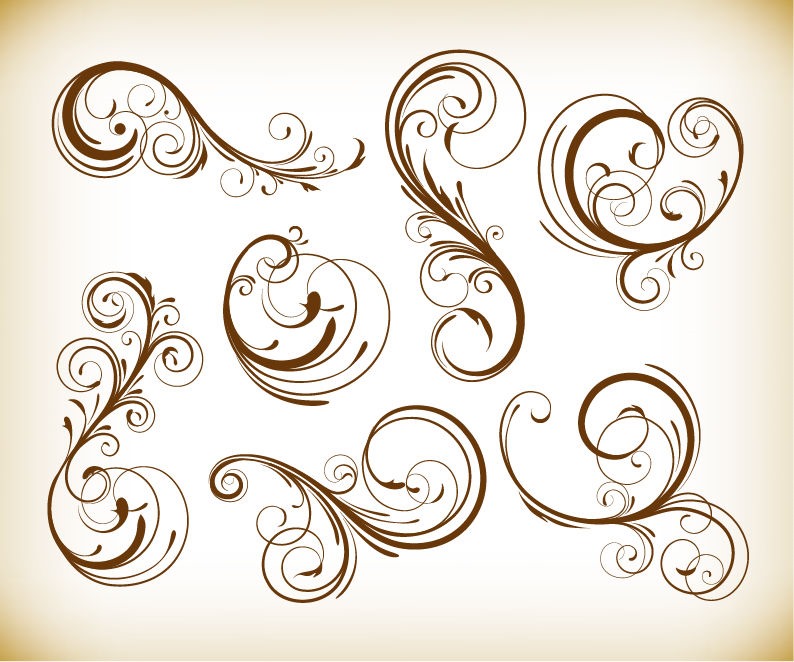 794x662 Vintage Design Swirl Floral Element Vector Graphis Set Free