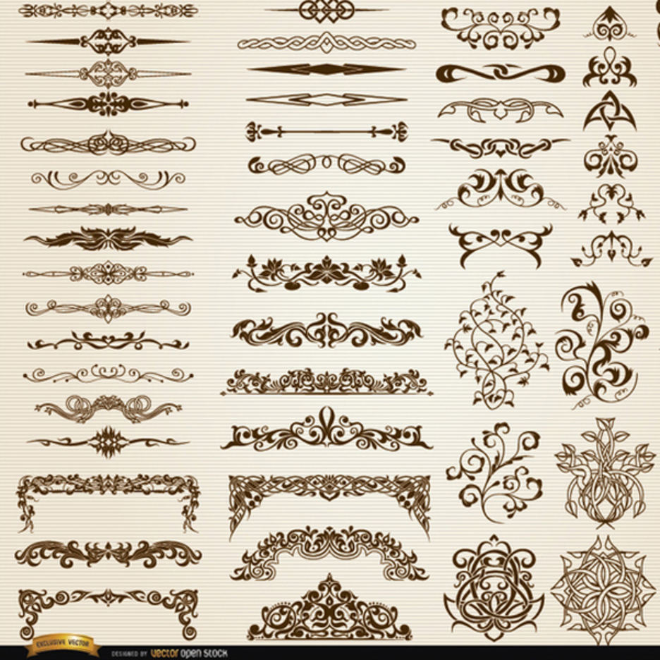 Floral Swirl Ornament Vector And Divider Vector Pack Freevectors 936x936 Floral Swirl Ornament Vector And Divider Vector Pack Freevectors