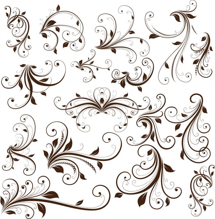 750x766 Swirl Floral Decorative Element Graphic