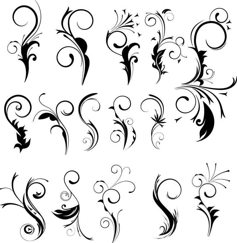 800x820 Flower Swirl Clip Art Floral Swirls Elements Vector Set
