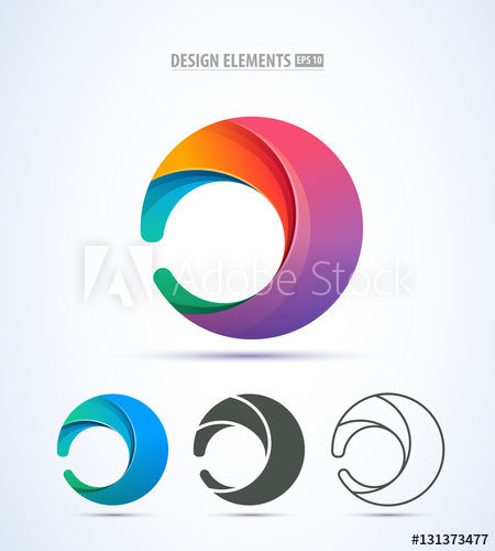 450x500 Vector Abstract Circle Swirl Logo Design Elements Origami Paper