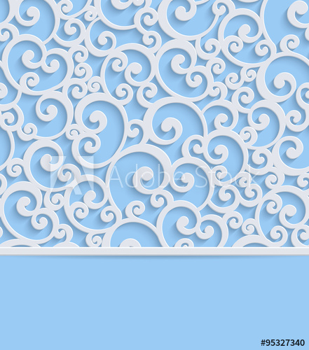 441x500 Vector Blue Vintage Invitation Card With Floral Swirl Pattern