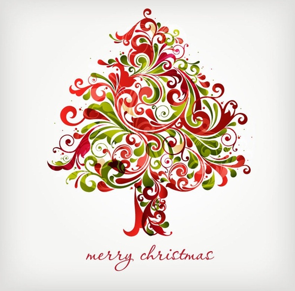 Floral Swirls Tree For Christmas Vector Graphic Free Vector 600x591 Floral Swirls Tree For Christmas Vector Graphic Free Vector