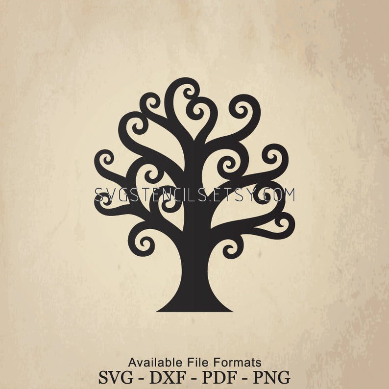 Swirl Tree Of Life Design Stencil Silhouette Studio Etsy 794x794 Swirl Tree Of Life Design Stencil Silhouette Studio Etsy