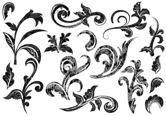 700x490 Grunge Baroque Swirl Vectors