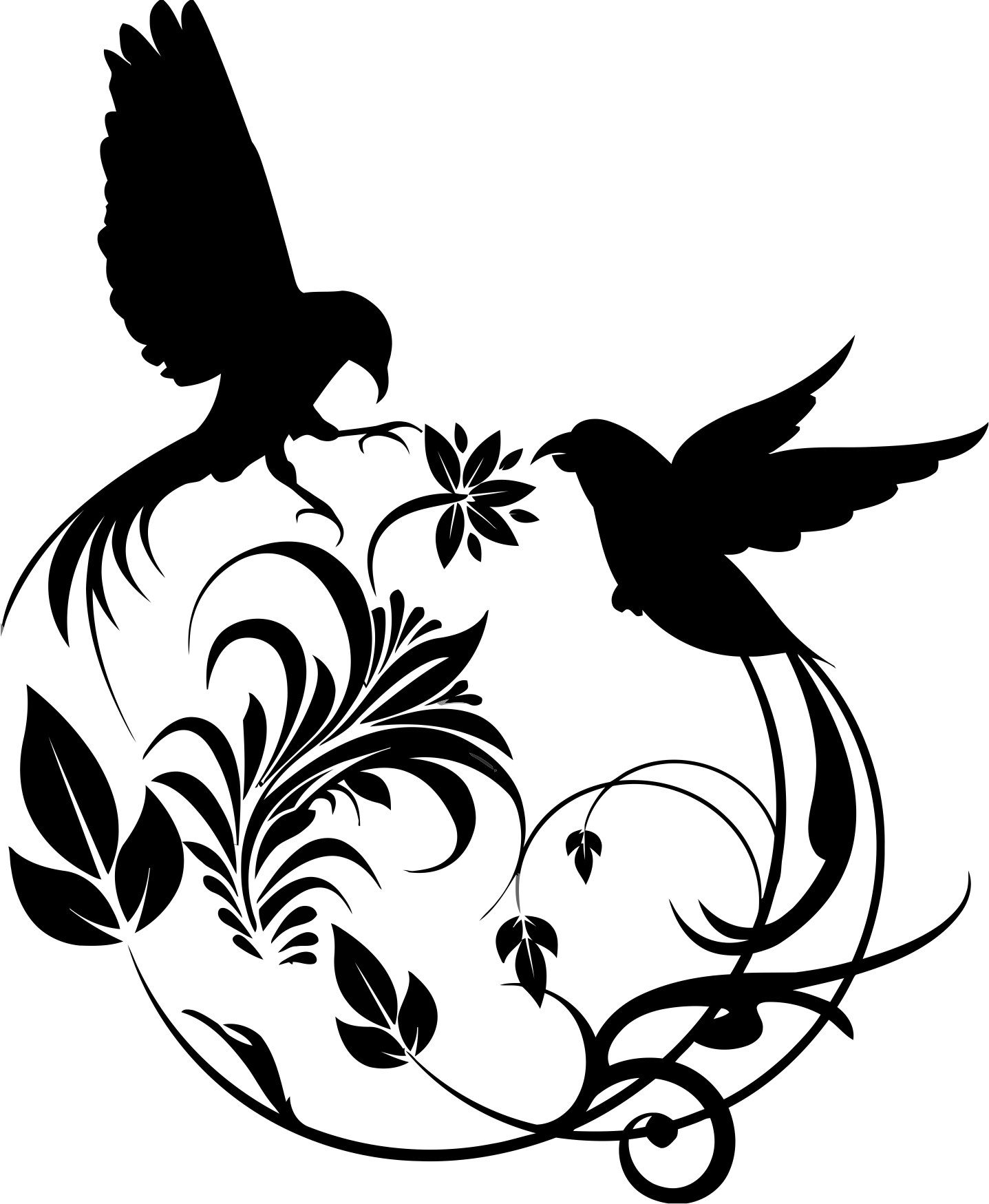 1437x1749 Bird Swirl Vector Art Free Vector Cdr Download
