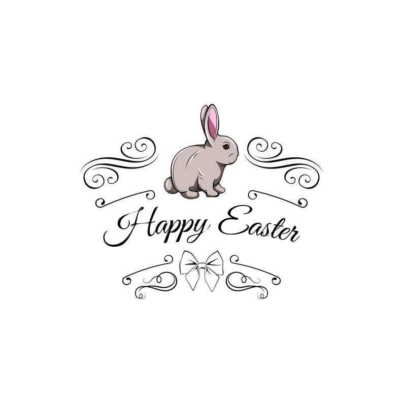 794x794 Happy Easter Easter Bunny Bow With Ribbon Swirly Etsy