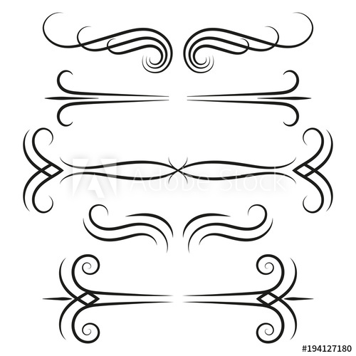 500x500 Ornamental Borders Set Swirly Lines Design Elements Vintage