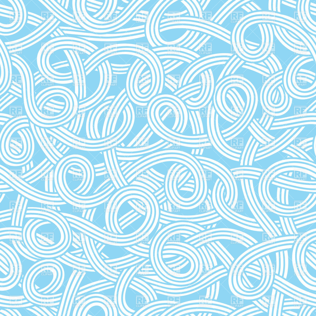 1200x1200 Blue Chaotic Swirly Lines, Seamless Background Vector Image