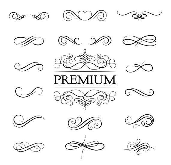 570x551 Swirl Calligraphic Set Premium Vector Ornament Design