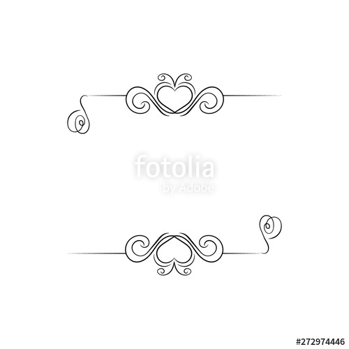 500x500 Vector Romantic Calligraphic Frame, Blank Border Tempate, Heart
