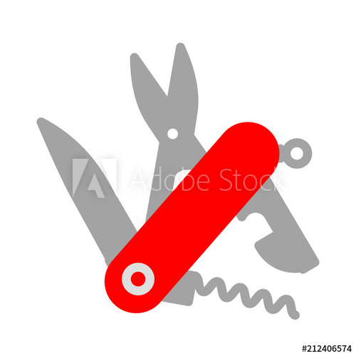 500x500 Swiss Army Knife Icon Vector Flat Illustration