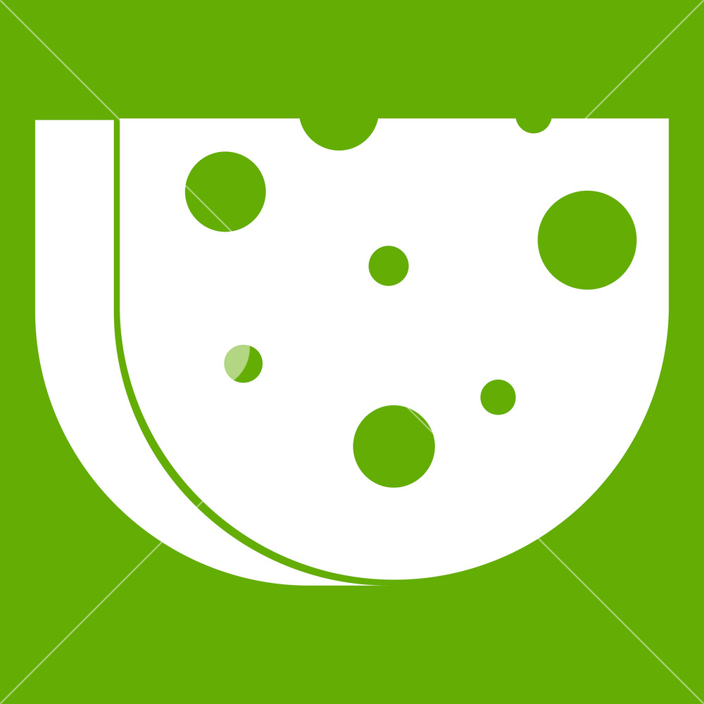 1000x1000 Piece Of Swiss Cheese Icon White Isolated On Green Background