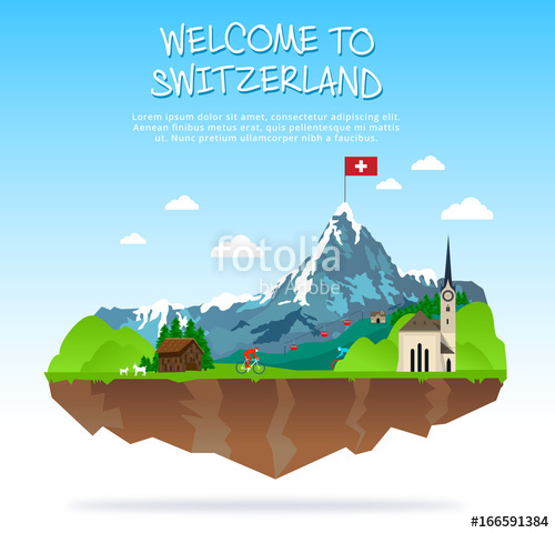 500x480 Welcome To Switzerland Poster Vector Illustration Stock Image