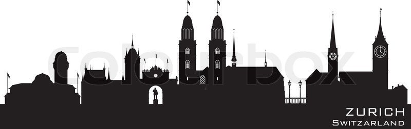 800x252 Zurich Switzerland City Skyline Vector Stock Vector Colourbox
