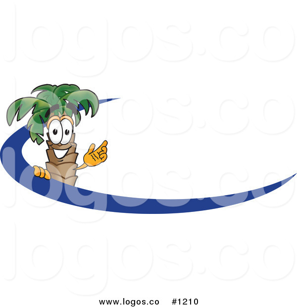 600x620 Royalty Free Vector Logo Of A Cartoon Palm Tree Beside Blue Swoosh