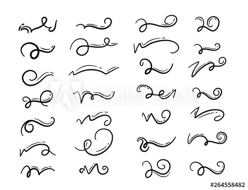 500x385 Set Of Hand Drawn Lettering And Calligraphy Swirls, Squiggles