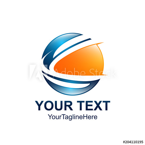 500x500 Creative Abstract Circle Swoosh Vector Logo Design Template