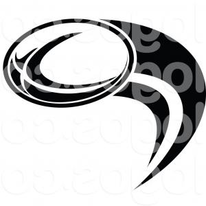 300x300 Royalty Free Vector Of A Black And White Rugby Ball Swoosh Logo