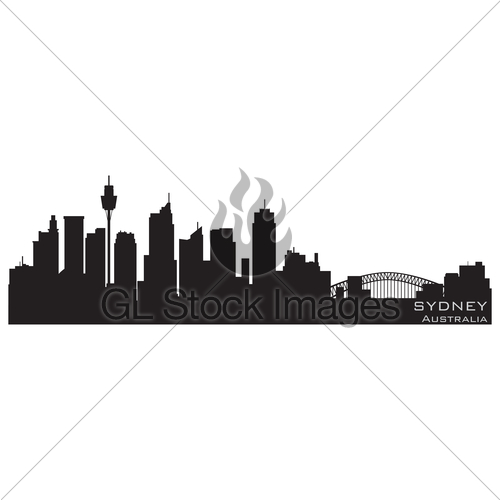 500x500 Sydney, Australia Skyline Detailed Vector Silhouette Gl Stock