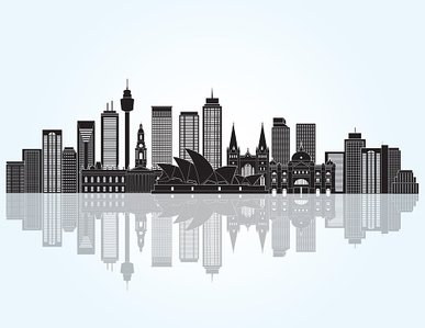 387x299 Sydney City Skyline Detailed Vector Illustration Stock Vectors