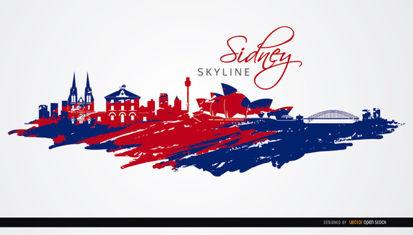 600x342 Sydney Skyline Painted Flag Colors Free Vector