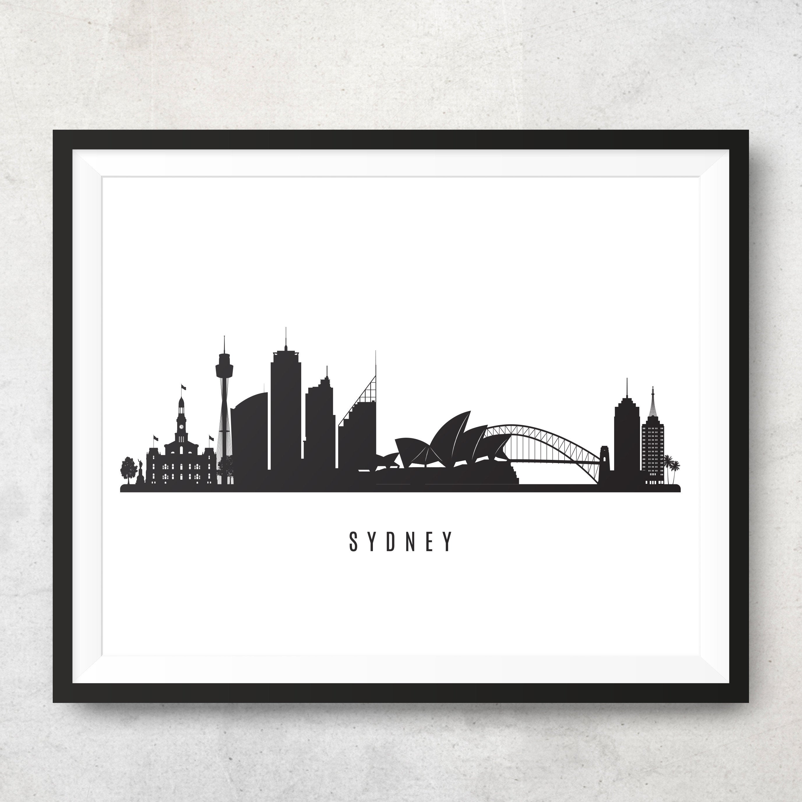 2753x2752 Sydney Skyline Printable Sydney Black White Wall Art Etsy