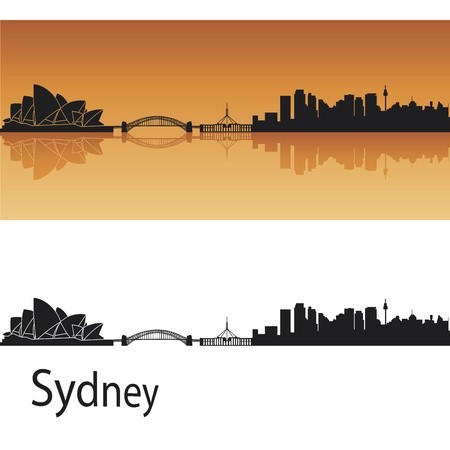 450x450 Sydney Skyline In Orange Background In Editable Vector