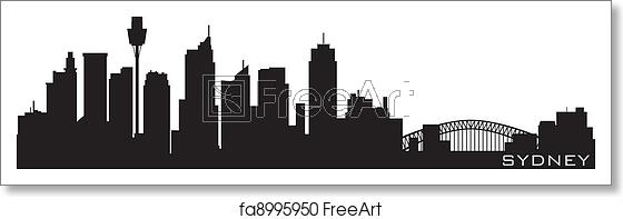 560x197 Free Art Print Of Sydney, Australia Skyline Detailed Vector