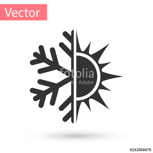 500x500 Grey Hot And Cold Symbol Sun And Snowflake Icon Isolated On White
