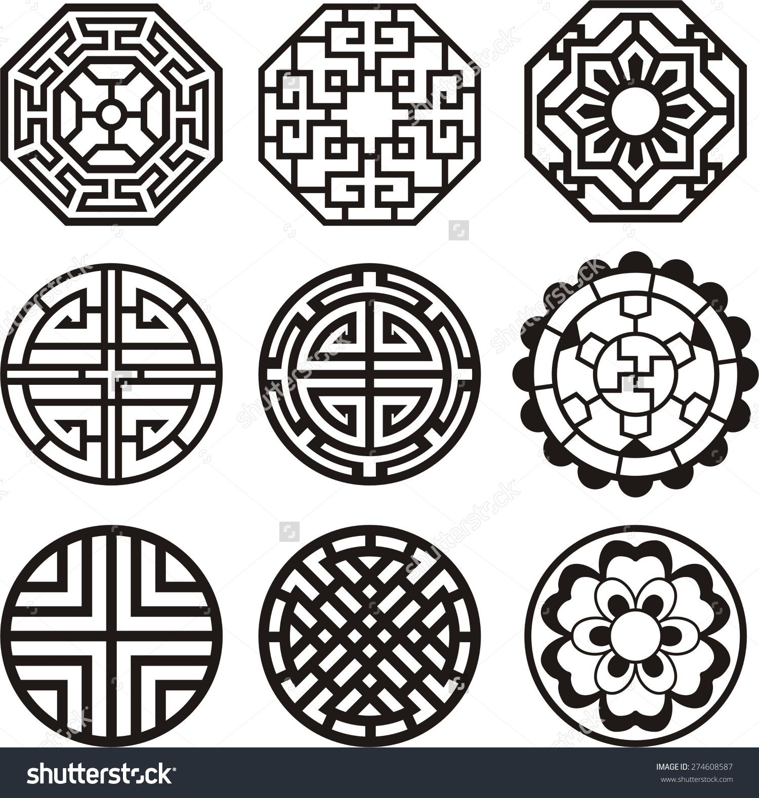 1500x1578 Korean Traditional Symbol Vector Image