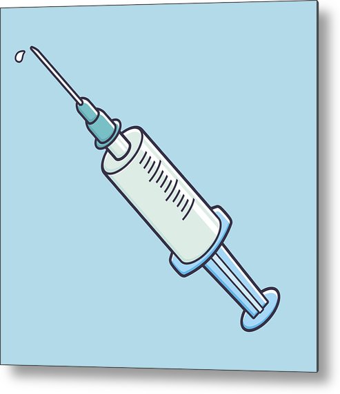 493x572 Medical Syringe Vector Icon Metal Print