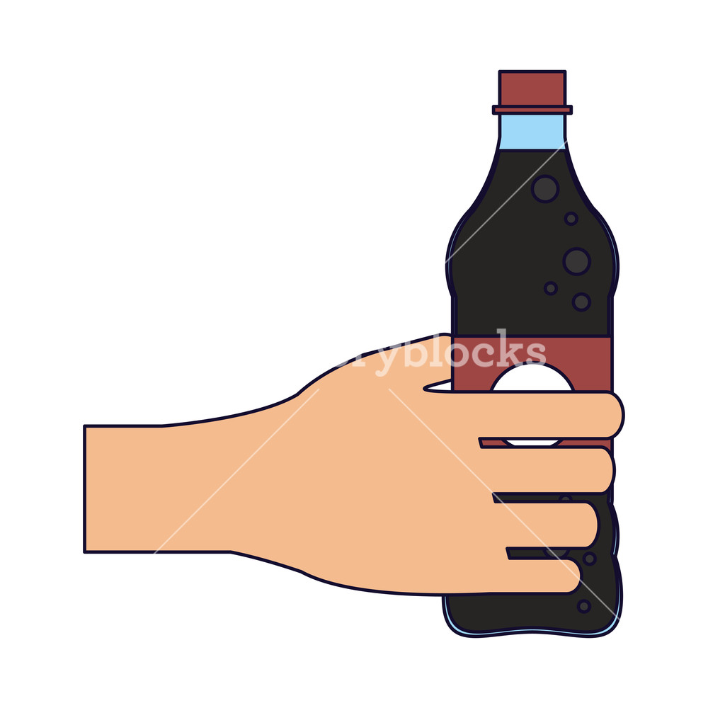 1000x1000 Hand With Soda Bottle Vector Illustration Graphic Design Royalty